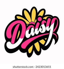 The word DAISY in street art graffiti lettering vector image style on a white background.