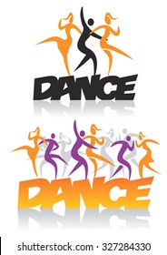 Word dance with dancers.
Word dance with people dancing modern and disco dance.Illustration on the white  background.  Vector  available.
