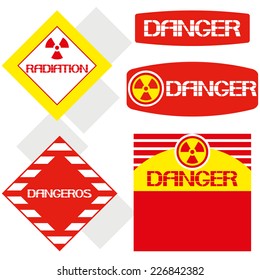 Word- danger,radiation. Image elements, symbols, safety in the workplace.Vector illustration.