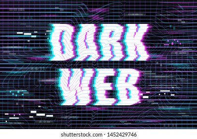 The word 'Dark web' on a glitch background. Unique Design Abstract Digital Pixel Noise Glitch Error Video Damage