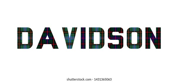 The word "Davidson" composed of letters from Davidson tartan. 