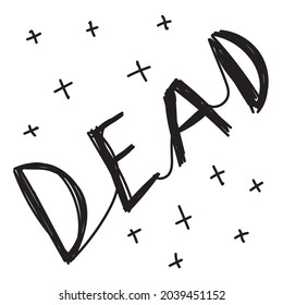 The word Dead written in one line on a white background. Vector lettering for Halloween. Editable stroke.