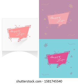 Word Design Arts in Illustration. Happy Life Template Vector Artwork.