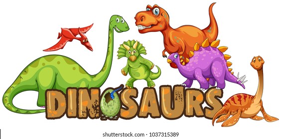 Word design for dinosaurs illustration