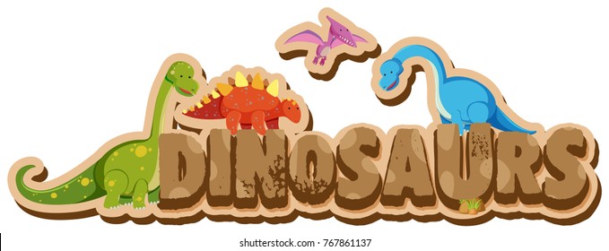Word design for dinosaurs illustration