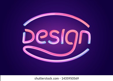 Word design glossy pink typeface. Typography vector illustration. 3D bubble font with glint
