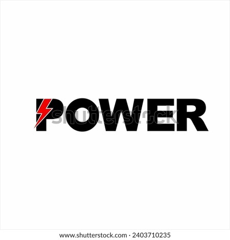 Word design with lightning symbol on letter P.