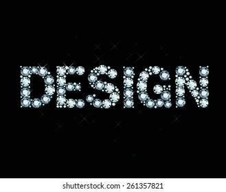 Word design made of diamonds