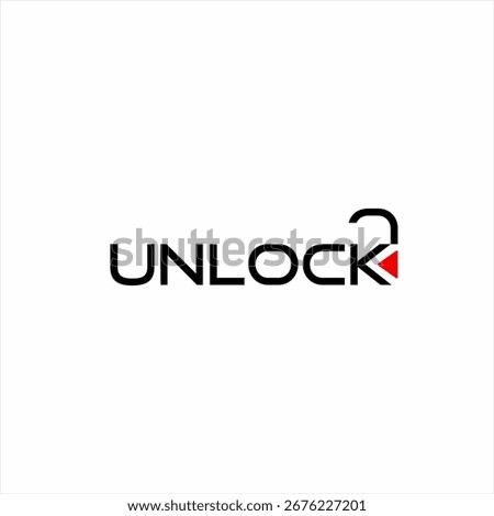The word design "Unlock" with an abstract padlock on the letter K.