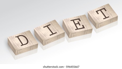 Word DIET composed from alphabet blocks, vector illustration