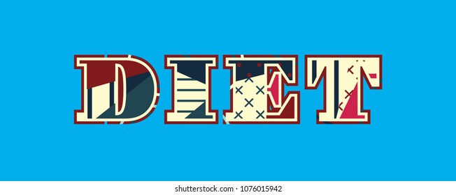 The word DIET concept written in colorful abstract typography. Vector EPS 10 available.