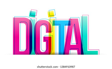 The word Digital. Colorful flat design typography banner