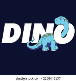 THE WORD DINO AND A BRONTOSAURUS PEEKING OUT OF ONE OF THE LETTERS