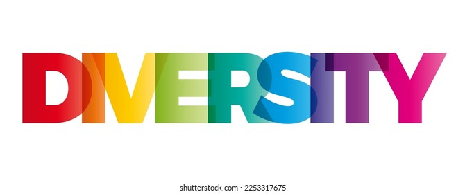 The word Diversity. Vector banner with the text colored rainbow.