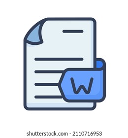word document file paper docs format single isolated icon with filled line style