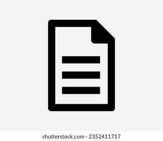 Word Document Icon Paper File Page Note Memo Text Doc Contract Message  Black White Line Shape Vector Clipart Graphic Illustration Artwork Sign Symbol