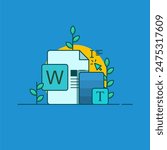 Word document sheet illustration, microsoft office word file icon