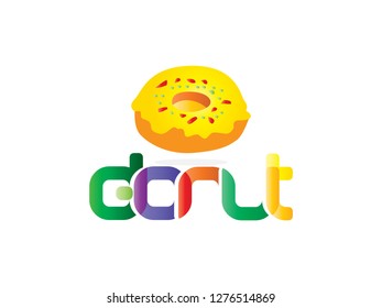 The word Donut isolated on a white background. Cute, colorful and delicious donuts.