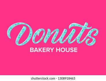 word donuts, handwritten text, calligraphy, lettering, logotype
