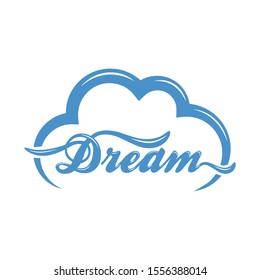 word dream as a part of blue cloud, vector