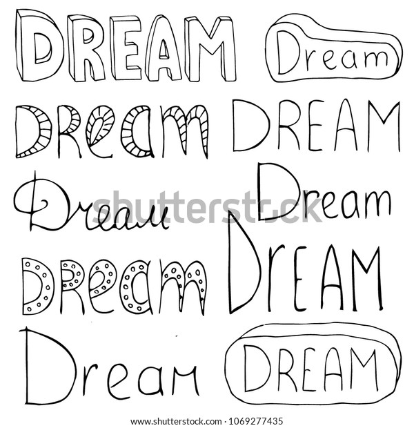 Word Dream Written Different Styles Vector Stock Vector