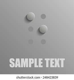 Word E in Braille on blue background