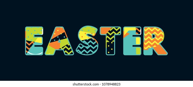 The word EASTER concept written in colorful abstract typography. Vector EPS 10 available.