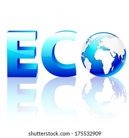 Word eco in 3D with globe