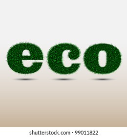 The word ECO made of stylized grass isolated on white background