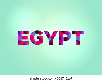 The word EGYPT concept written in colorful fragmented word art on a bright background illustration. Vector EPS 10 available.