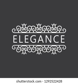 Word elegance with mandala luxury design inspiration, white isolated on black background
