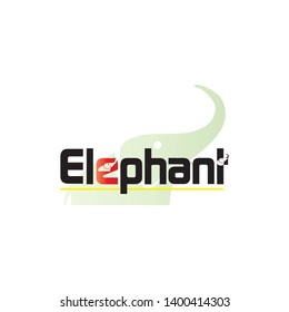 The word Elephant Abstract Vector Logo Template, Sign or Icon. Elephant Head Incorporated. Isolated.