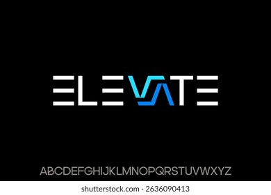Word elevate. Abstract font alphabet, Typography typeface uppercase vector illustration
