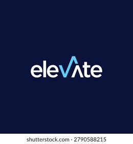 The word Elevate is displayed in white and blue letters with a blue upward trend graphic integrated into the letter V
