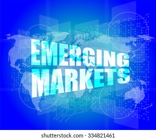 word emerging marketing on digital touch business screen vector illustration