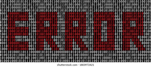 Word Error written in binary code. Error message. System warning. Vector illustration.