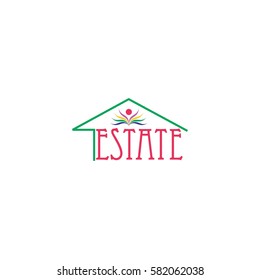 Word estate with home symbol logo