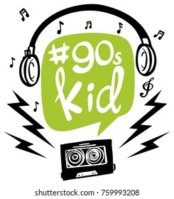 Word expression for 90s kid illustration
