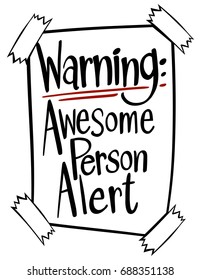 Word expression for awesome person alert illustration