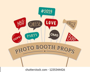 Word expressions set for party photo booth props vector