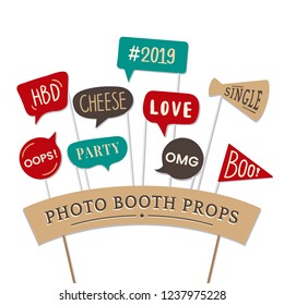 Word expressions set for party photo booth props vector