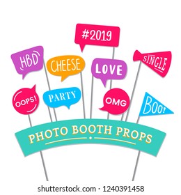 Word expressions set for party photo booth props vector