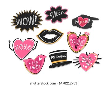 Word expressions set for party photo booth props.