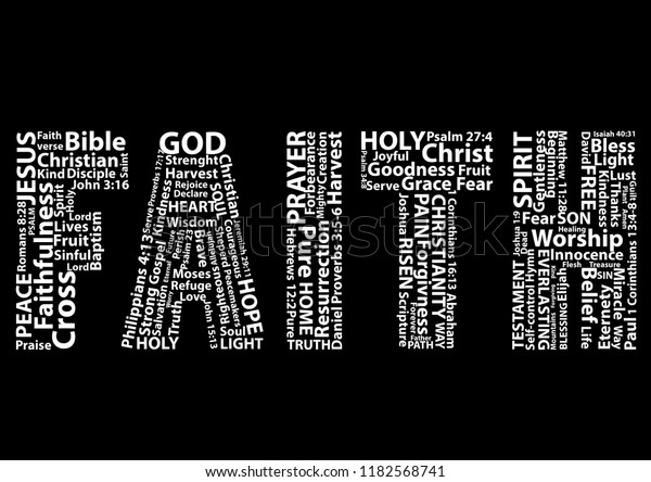 Word Faith White Written Christian Words Stock Vector - 