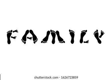 word family footprints concept isolated white background vector