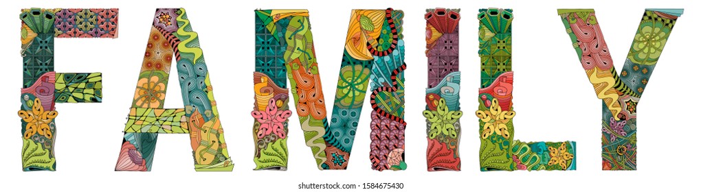 FAMILIA DEL MUNDO. Objeto vectorial zentangle para decoración