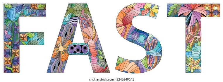 Word FAST. Vector decorative zentangle object for decoration