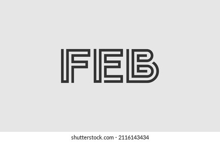 Word FEB en letras - Diseño vector inicial - Icono premium, vector de logotipo