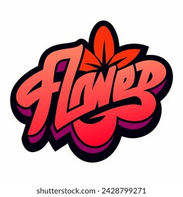 The word FLOWER in street art graffiti lettering vector image style on a white background.