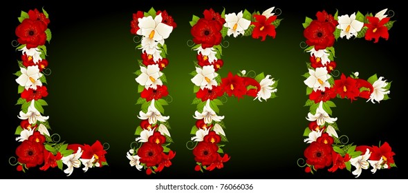 Word from flowers and bird